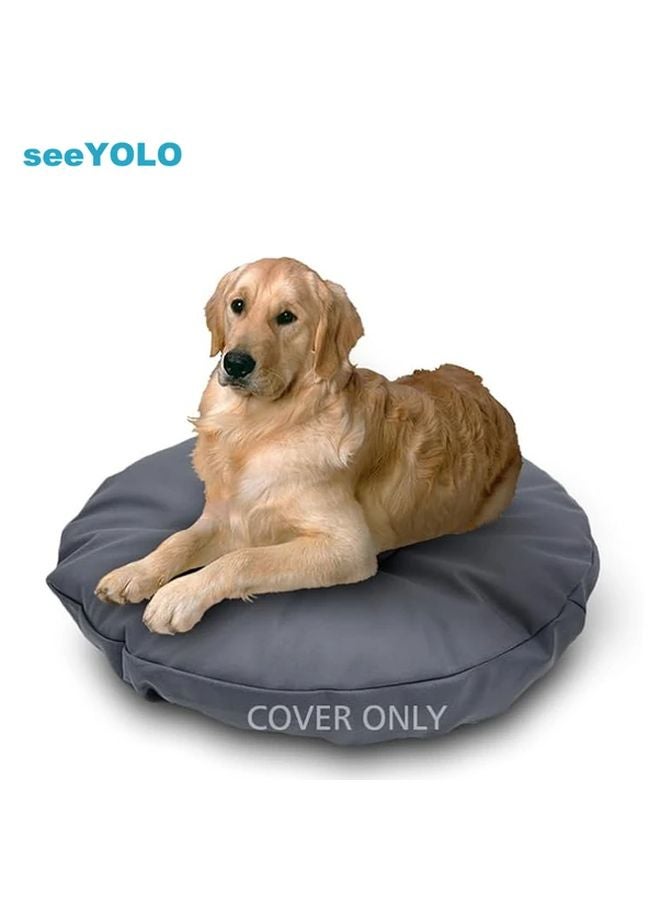 Gray Round Dog Bed Cover Machine Washable Scratch Resistant Mattress Protector 30x30x8 Inch - Image 1